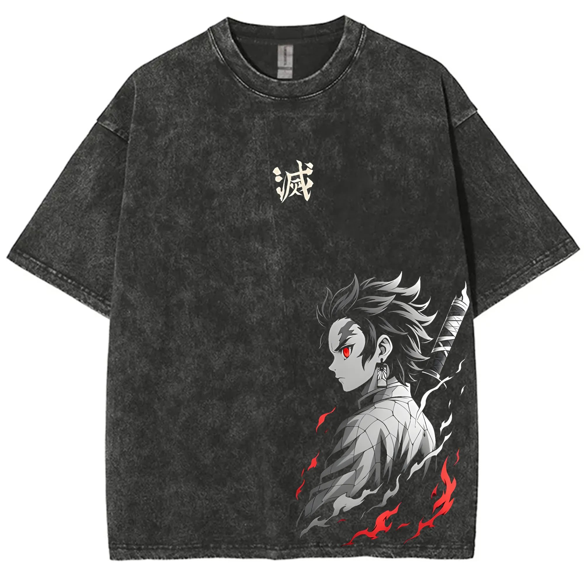 Men Shoes Japan - Camiseta con gráfico lavado Vintage Demon