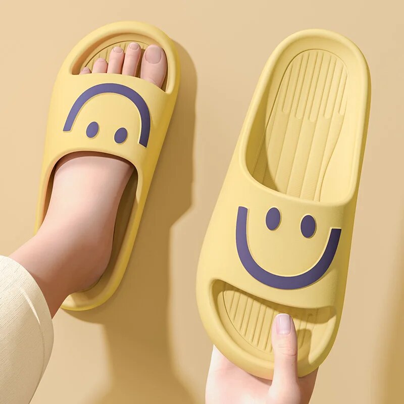 Men'S Shoes Non Slip - Pantuflas con diseño de cara sonriente