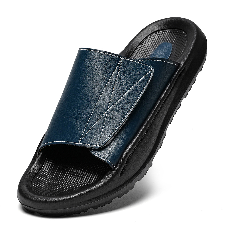 Men Shoes Velcro - Sandalias de cuero Easy-top para hombre,
