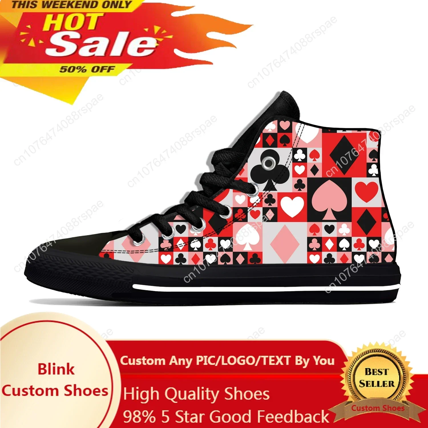 Canvas Sneaker High - Símbolo de naipes de verano, zapatos