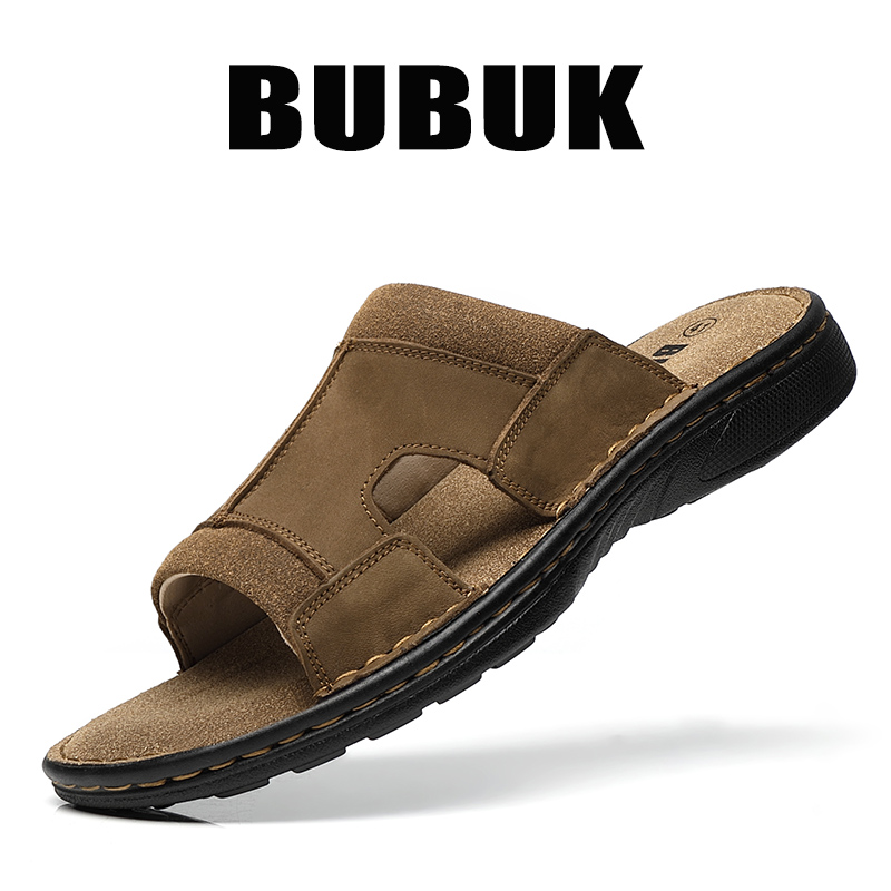 Men Shoes Velcro - Pantuflas de cuero para hombre Bubuk,