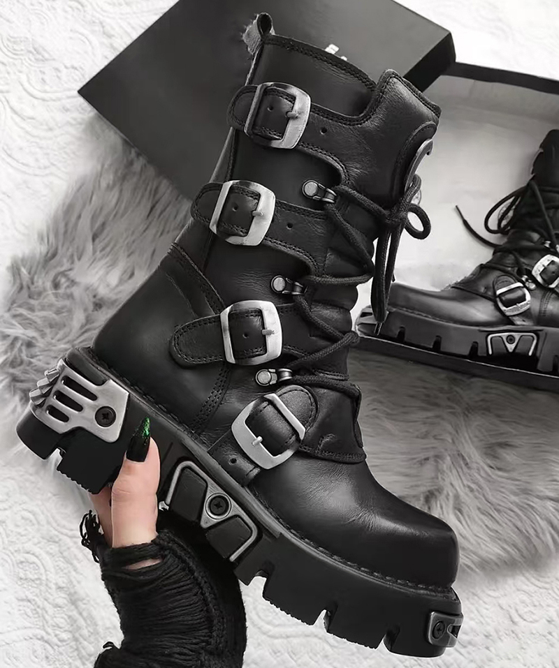 Botas altas de moto góticas pu - Men Shoes Trends reseña y precio