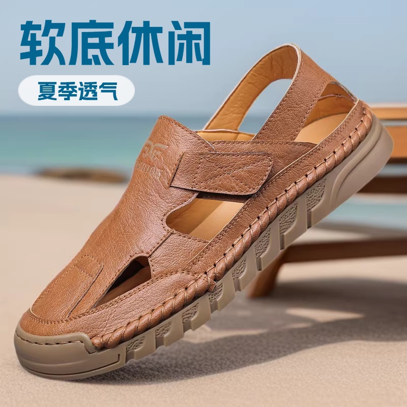 Sandalias de cuero transpirabl - Men Shoes Velcro reseña y precio