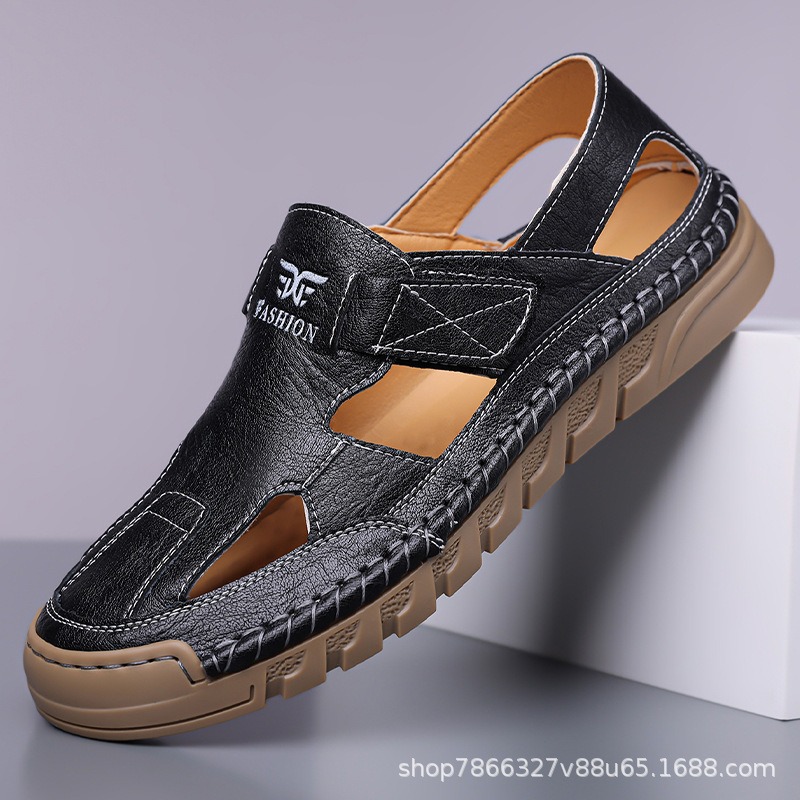Sandalias de cuero transpirabl - Men Shoes Velcro reseña y precio