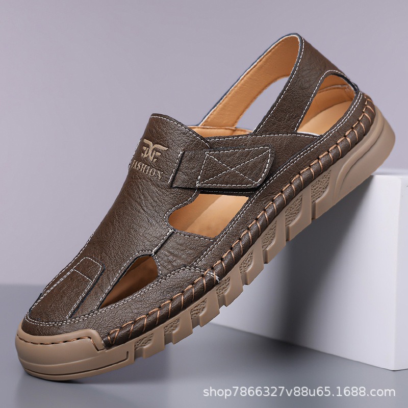 Sandalias de cuero transpirabl - Men Shoes Velcro reseña y precio