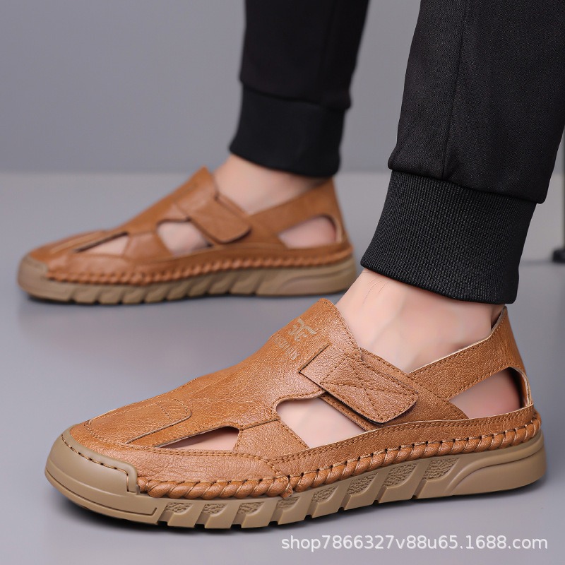 Sandalias de cuero transpirabl - Men Shoes Velcro reseña y precio